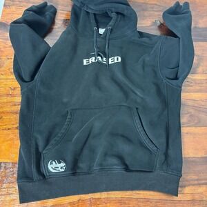 Erased Project Unisex Pullover Hoodie Black‎ Reflective Graphic Print L